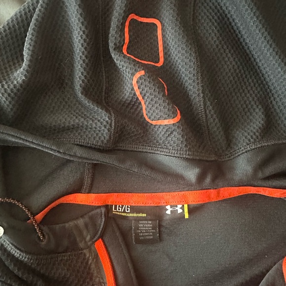 Under Armour Combine Hoodie Men’s L Fitted Pullover Quarter Zip Black Orange - Picture 2 of 5